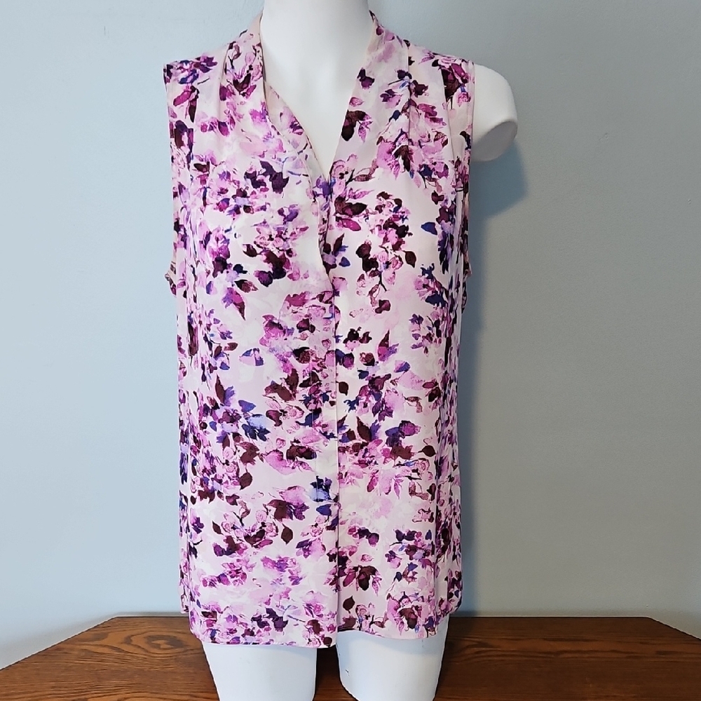 Rose & Olive Floral Sleeveless Top - Pink and Purple